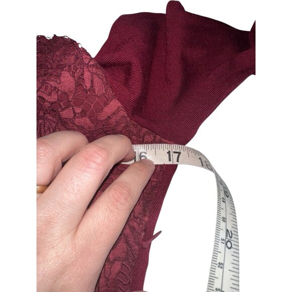 Valentino Guipure Lace & Wool Knit long Sleeve Dress Abito Sz M Red $3290 - Picture 12 of 14